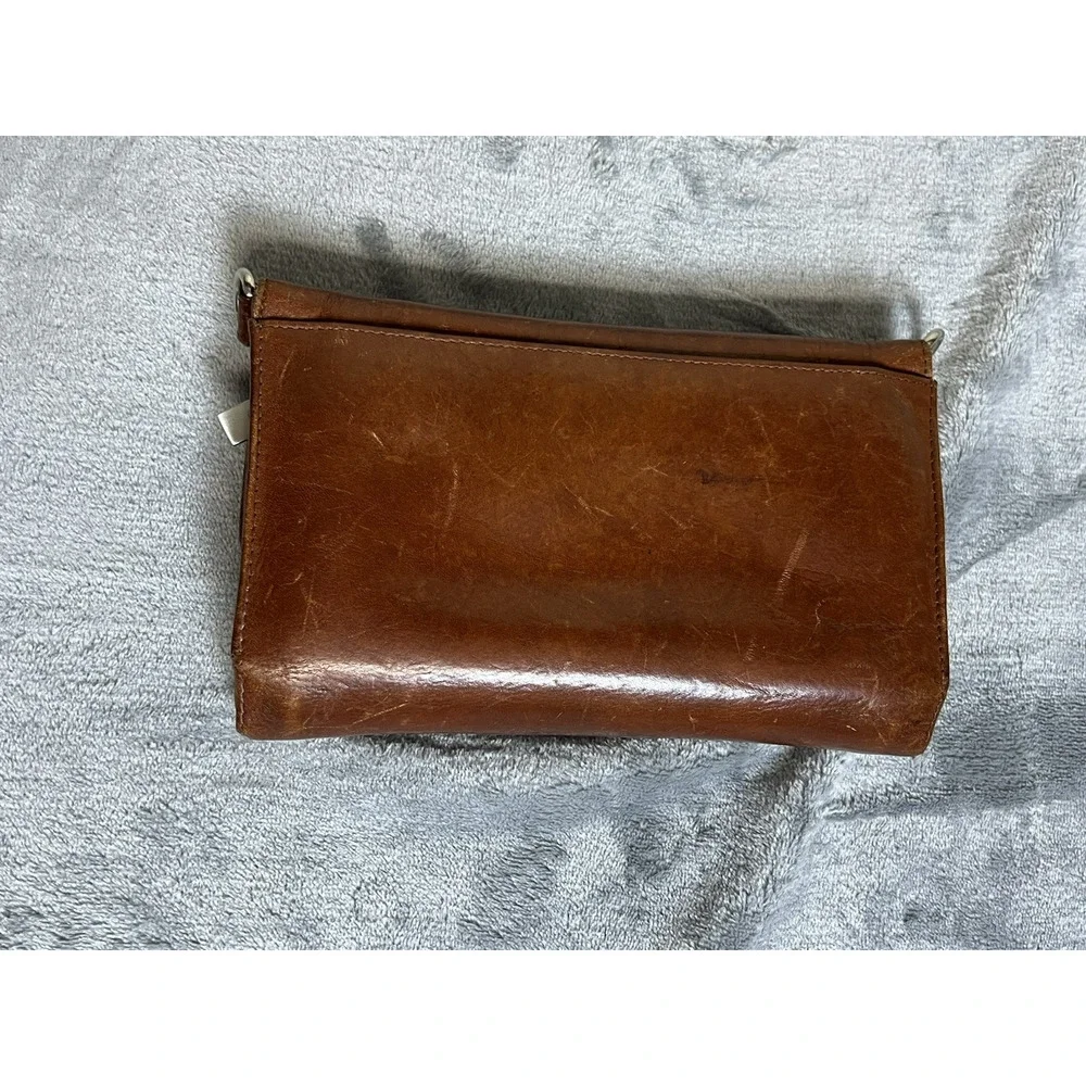Hobo‎ Brown Leather Large Wallet Pockets Magnetic Closure Patina No Strap